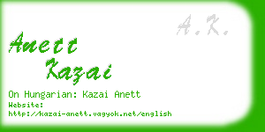 anett kazai business card